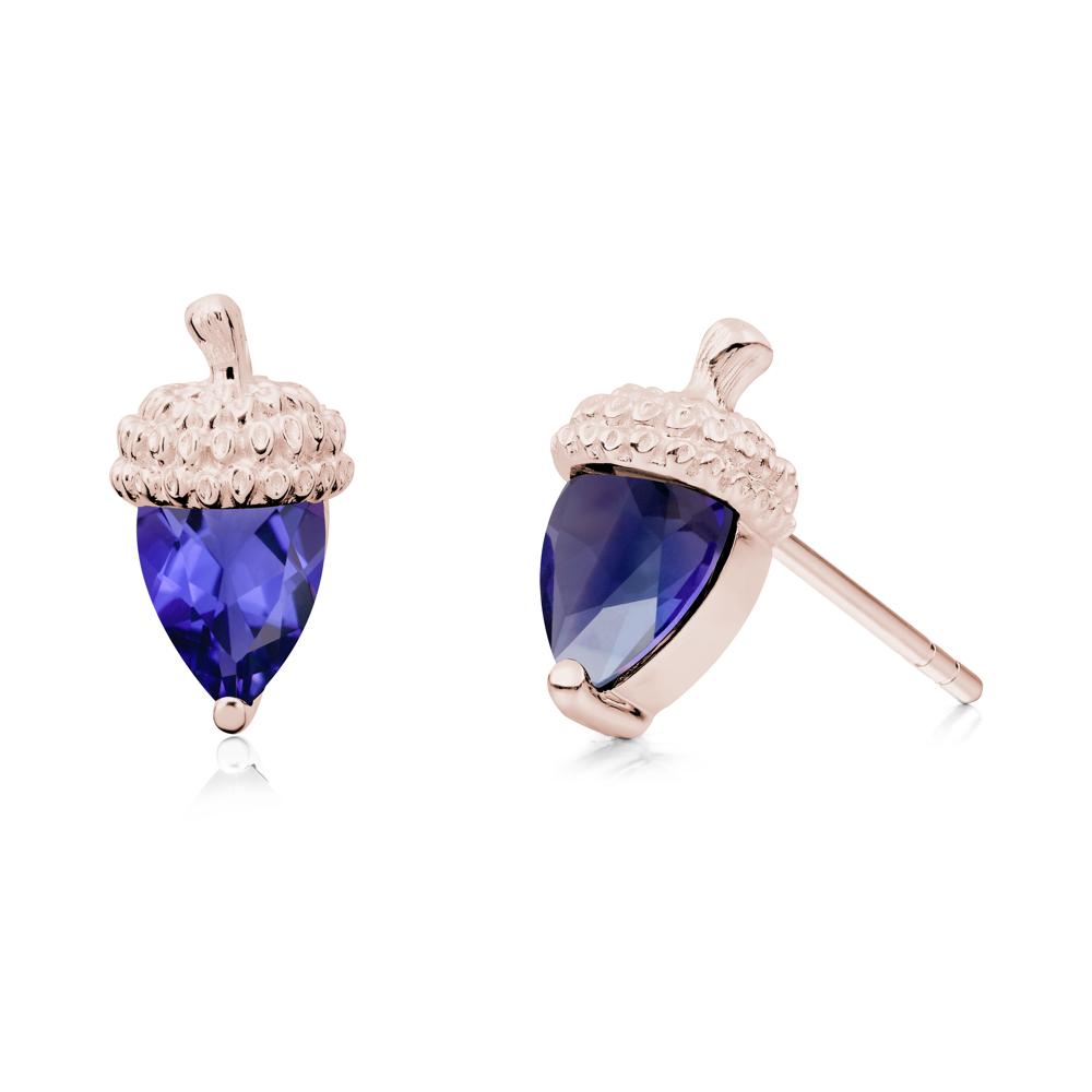 Pear Cut Tanzanite Acorn Stud Earrings - LUO Jewelry #metal_14k rose gold