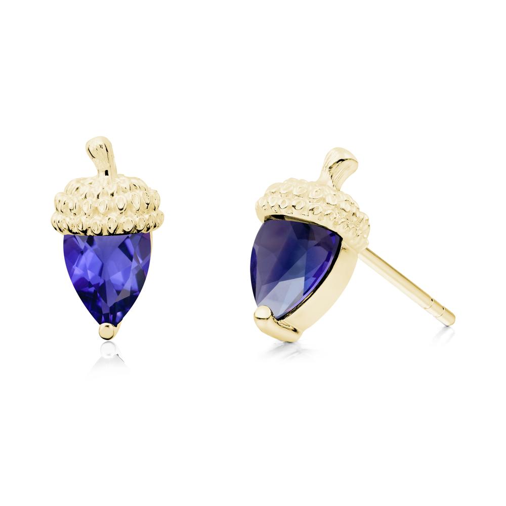 Pear Cut Tanzanite Acorn Stud Earrings - LUO Jewelry #metal_18k yellow gold