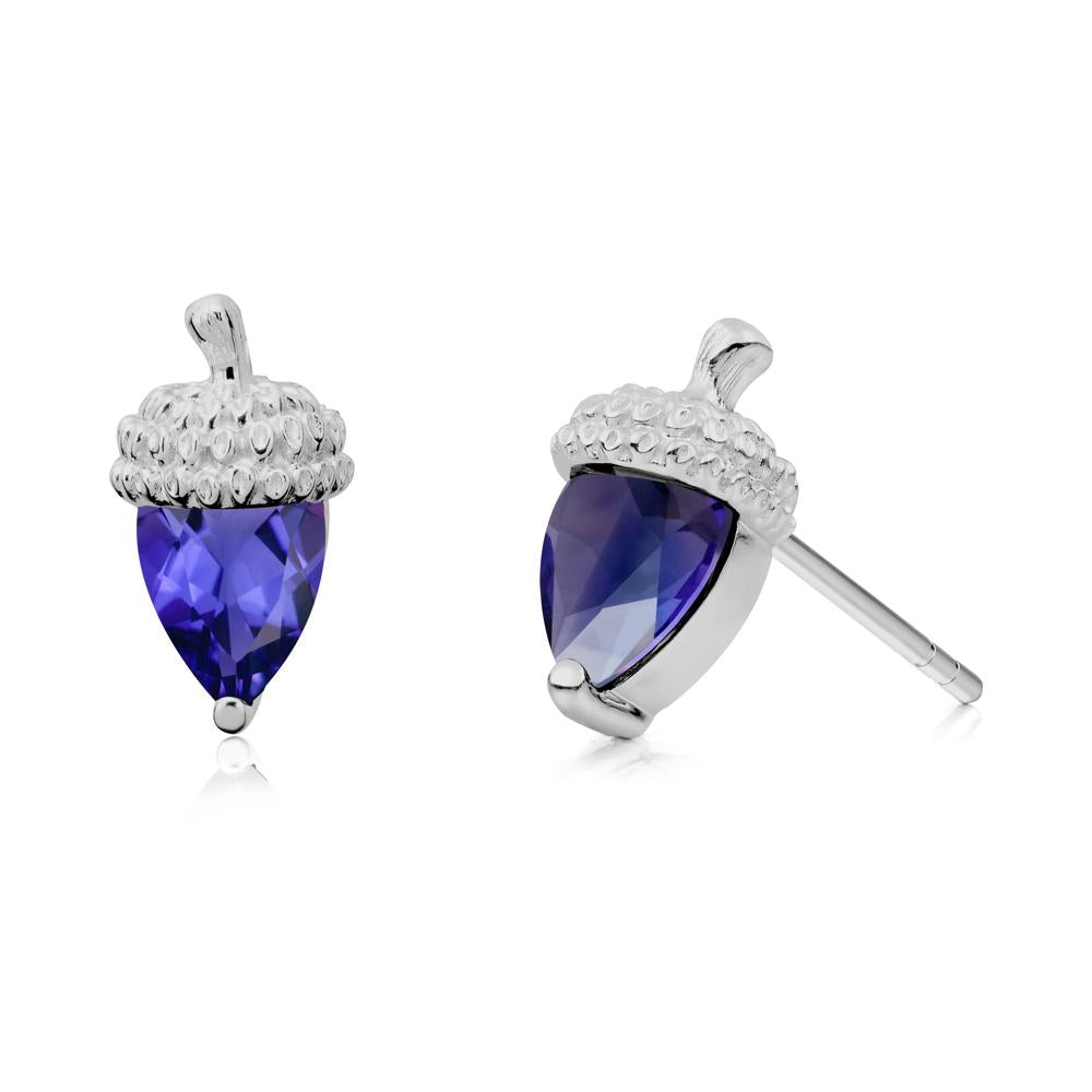 Pear Cut Tanzanite Acorn Stud Earrings - LUO Jewelry #metal_platinum