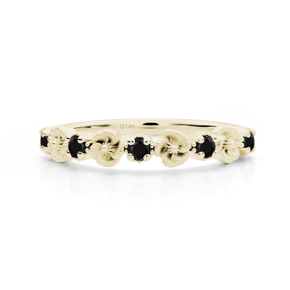 Black Spinel Flower Eternity Band - LUO Jewelry #metal_14k yellow gold