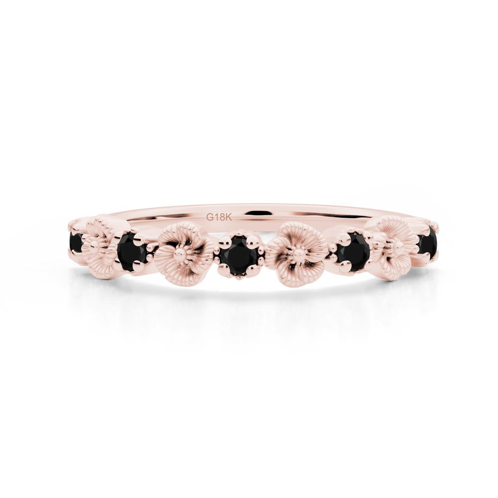 Black Spinel Flower Eternity Band - LUO Jewelry #metal_18k rose gold
