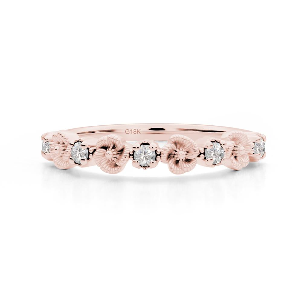 Floral Cubic Zirconia Wedding Band - LUO Jewelry #metal_18k rose gold