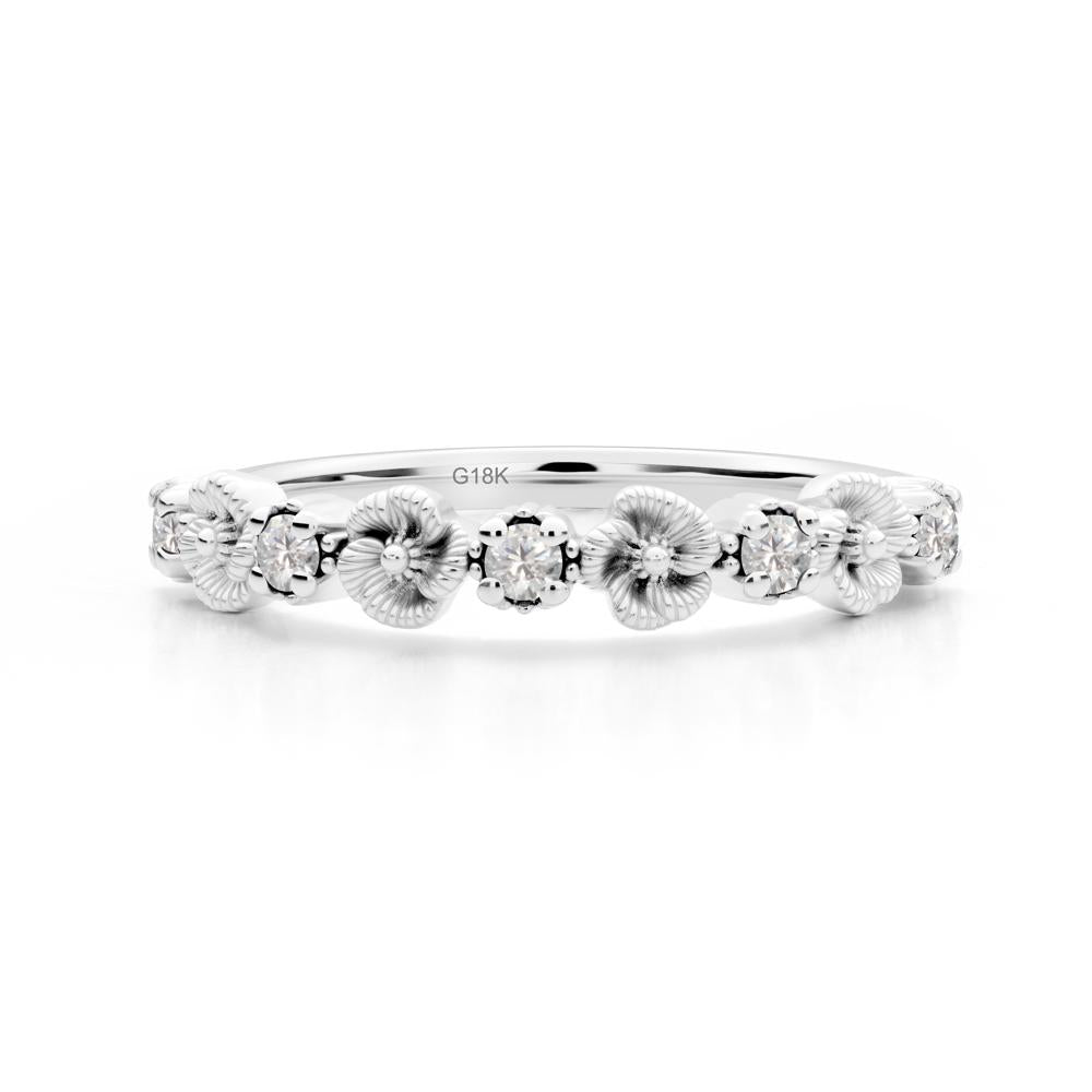Floral Cubic Zirconia Wedding Band - LUO Jewelry #metal_18k white gold