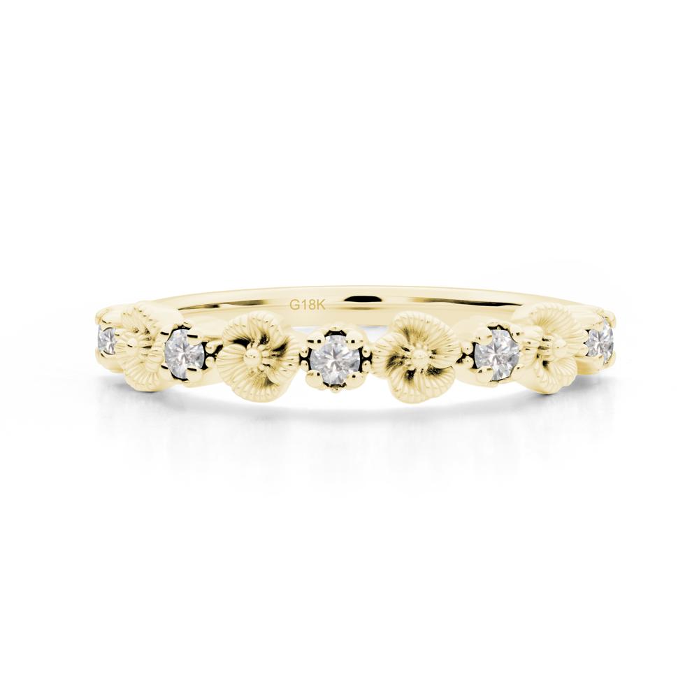 Floral Cubic Zirconia Wedding Band - LUO Jewelry #metal_18k yellow gold