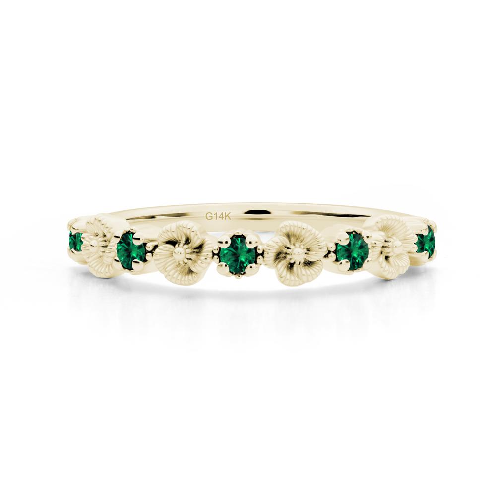 Floral Emerald Wedding Band - LUO Jewelry #metal_14k yellow gold