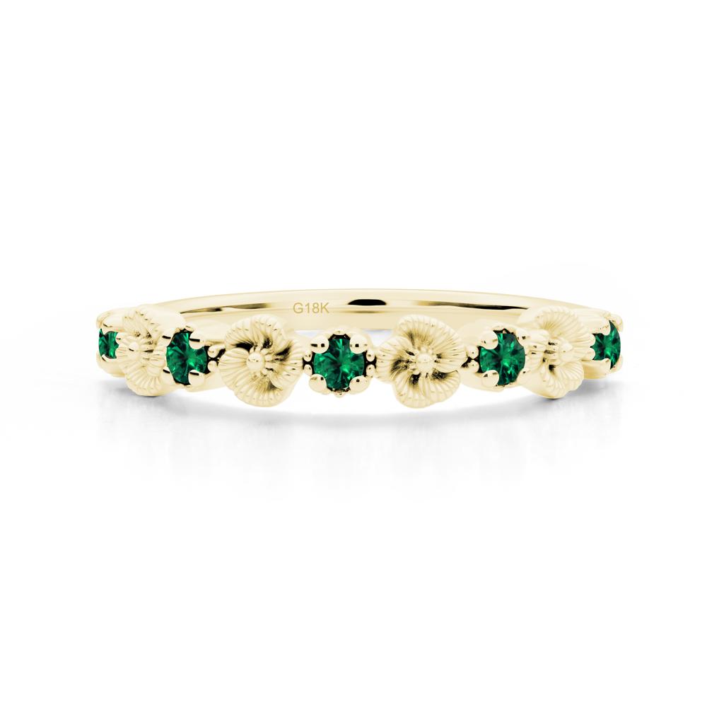 Floral Emerald Wedding Band - LUO Jewelry #metal_18k yellow gold