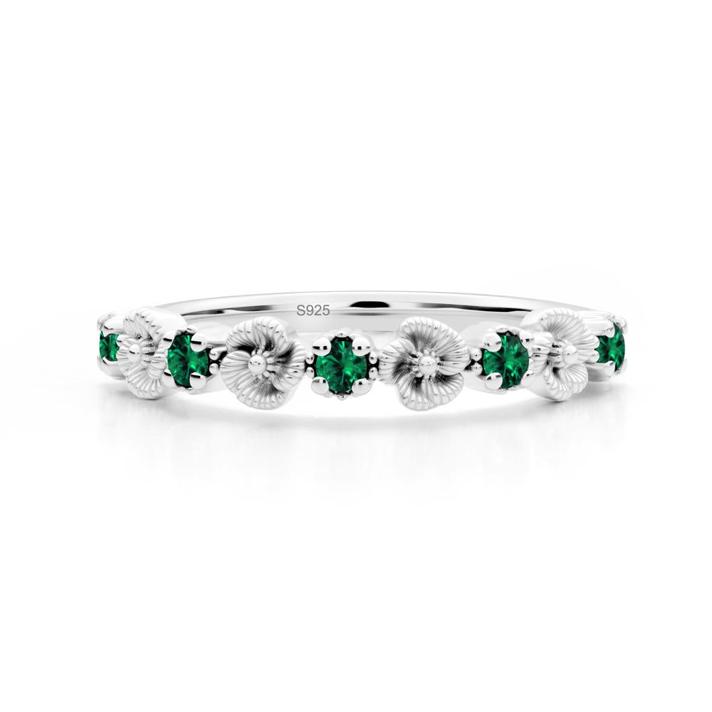 Floral Emerald Wedding Band - LUO Jewelry #metal_sterling silver