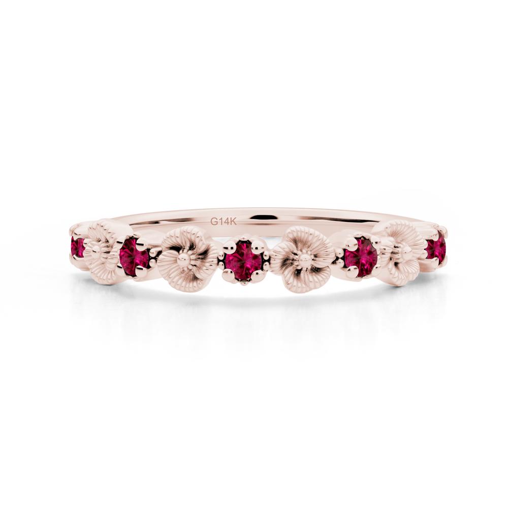 Ruby Flower Eternity Band - LUO Jewelry #metal_14k rose gold