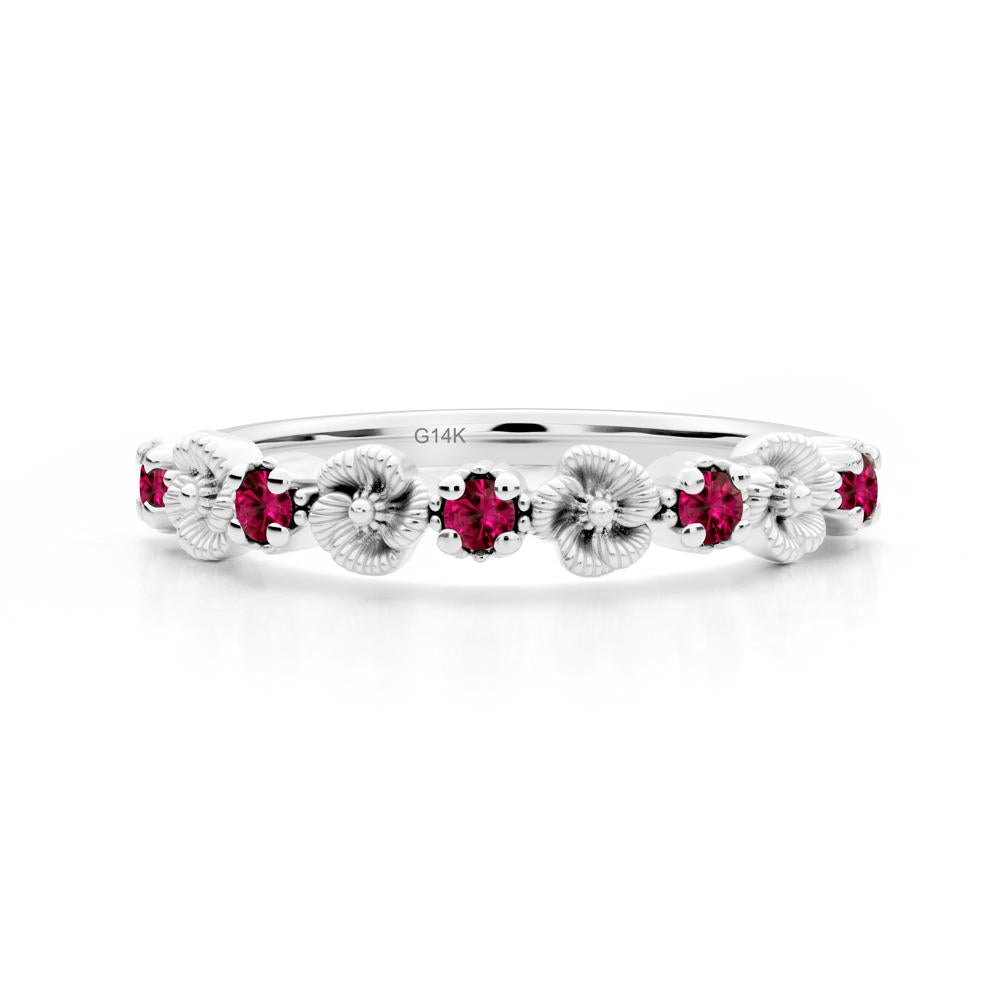 Ruby Flower Eternity Band - LUO Jewelry #metal_14k white gold