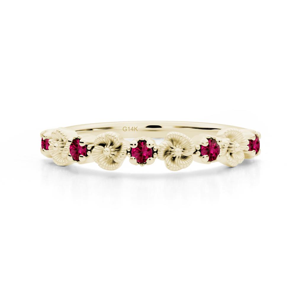 Ruby Flower Eternity Band - LUO Jewelry #metal_14k yellow gold