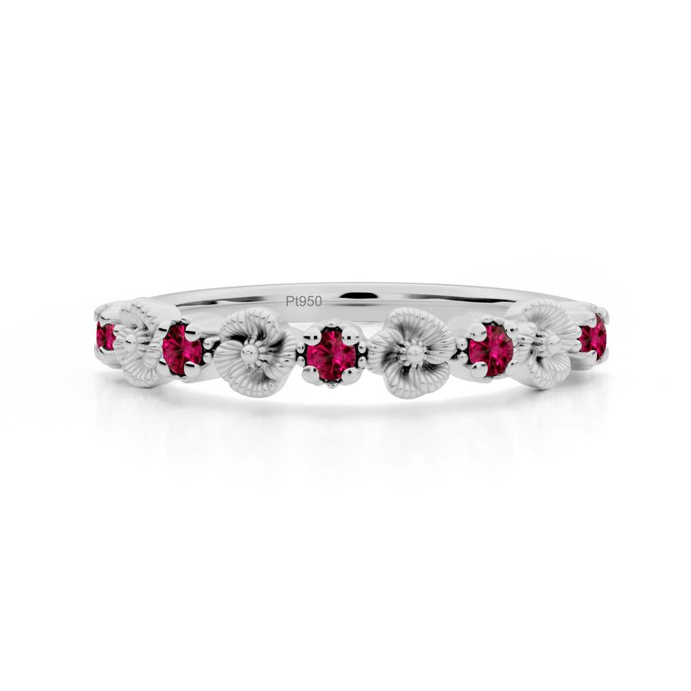 Ruby Flower Eternity Band - LUO Jewelry #metal_platinum