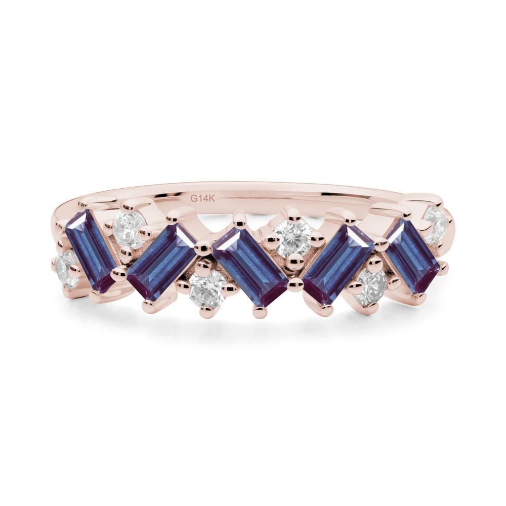 Minimalist Baguette Alexandrite Wedding Ring - LUO Jewelry #metal_14k rose gold