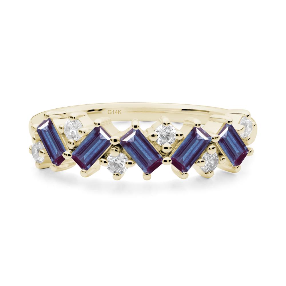 Minimalist Baguette Alexandrite Wedding Ring - LUO Jewelry #metal_14k yellow gold