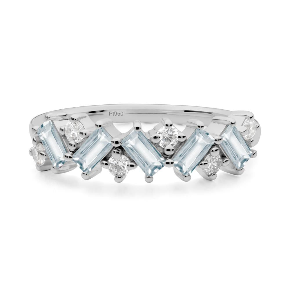 Minimalist Baguette Aquamarine Wedding Ring - LUO Jewelry #metal_platinum