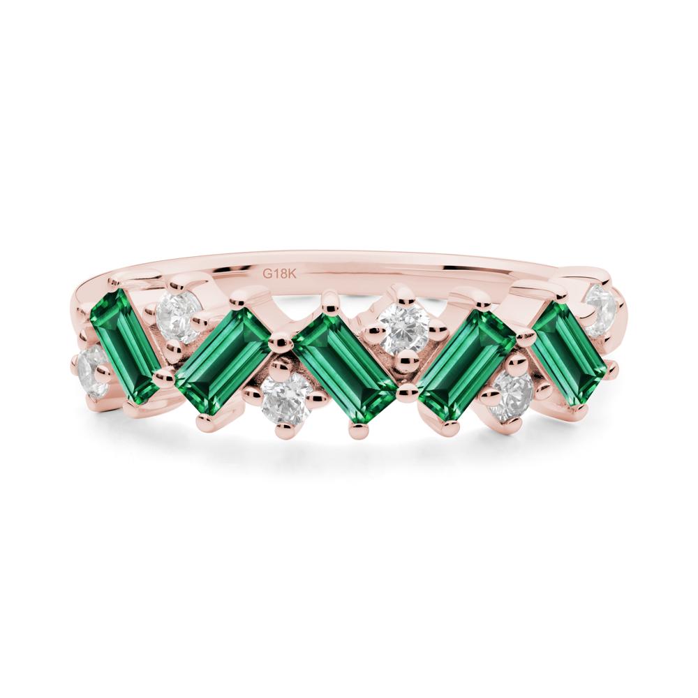 Minimalist Baguette Emerald Wedding Ring - LUO Jewelry #metal_18k rose gold