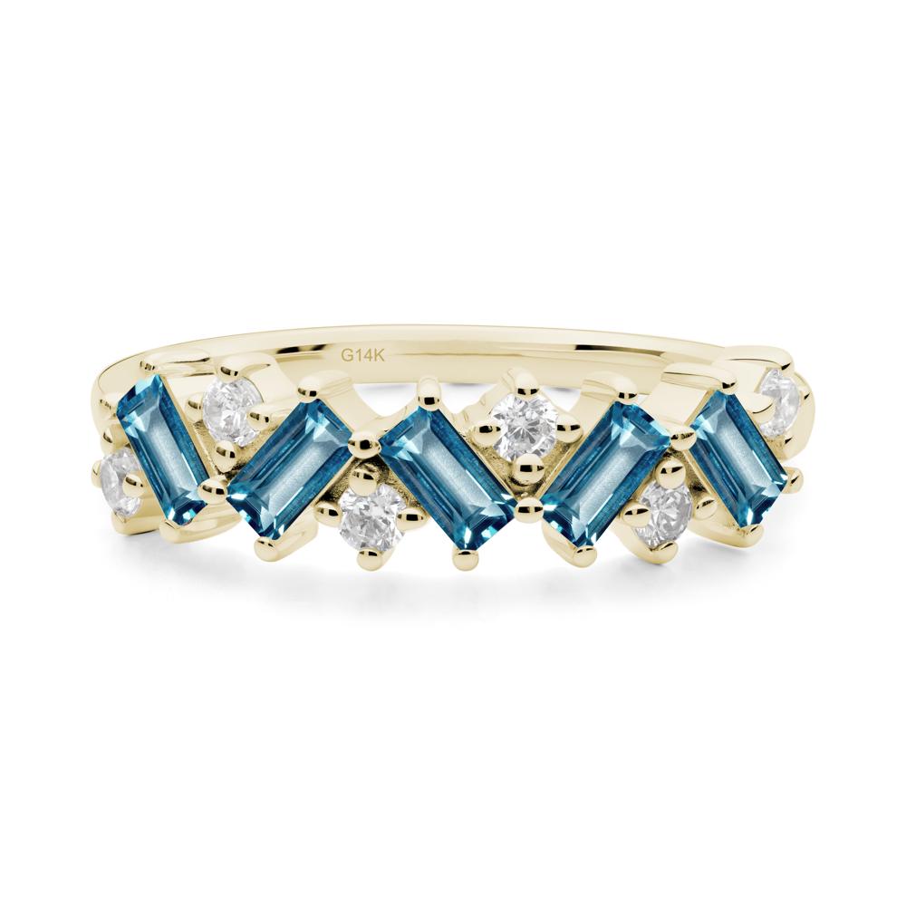 Minimalist Baguette London Blue Topaz Wedding Ring - LUO Jewelry #metal_14k yellow gold