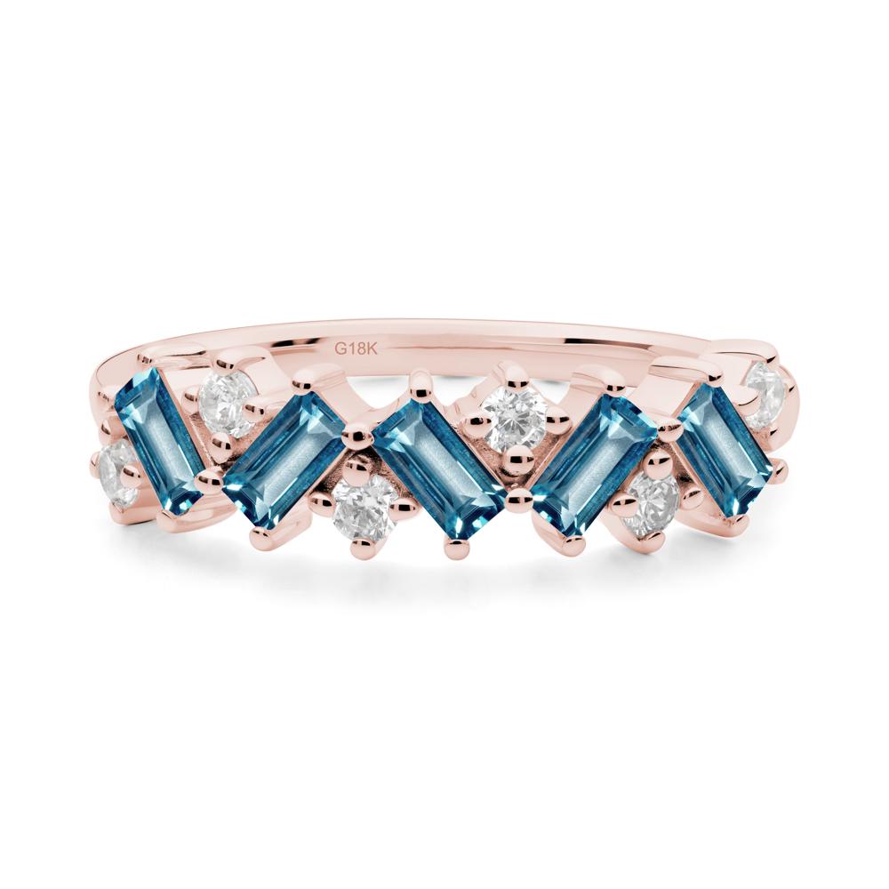 Minimalist Baguette London Blue Topaz Wedding Ring - LUO Jewelry #metal_18k rose gold