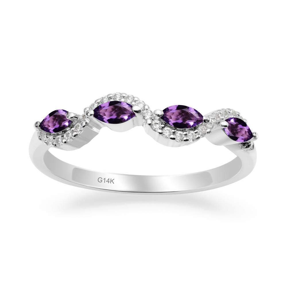 Wavy Amethyst Wedding Ring - LUO Jewelry #metal_14k white gold