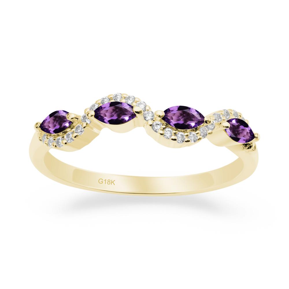 Wavy Amethyst Wedding Ring - LUO Jewelry #metal_18k yellow gold