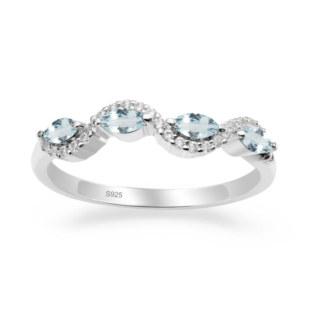 Wavy Aquamarine Wedding Ring - LUO Jewelry #metal_sterling silver