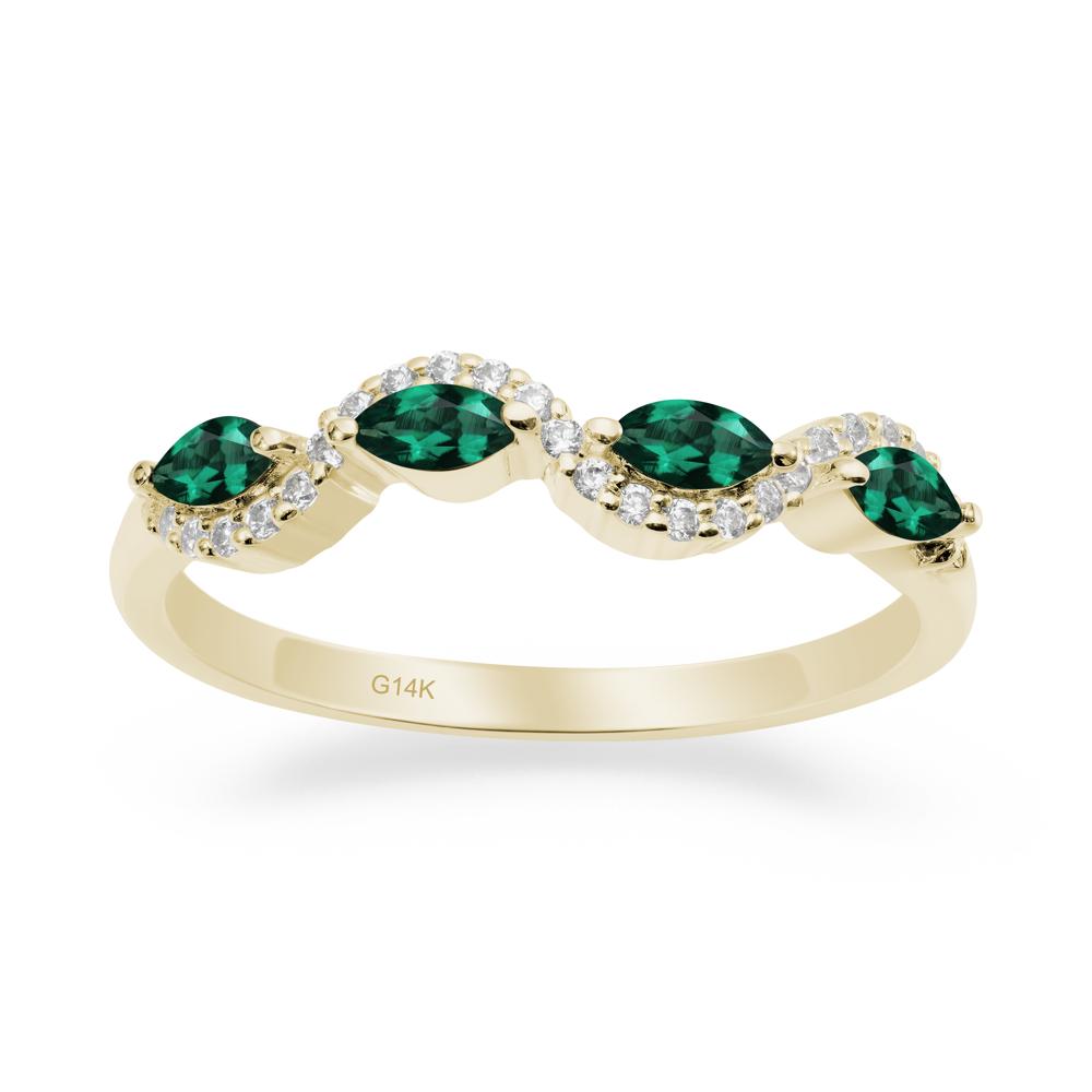 Wavy Emerald Wedding Ring - LUO Jewelry #metal_14k yellow gold