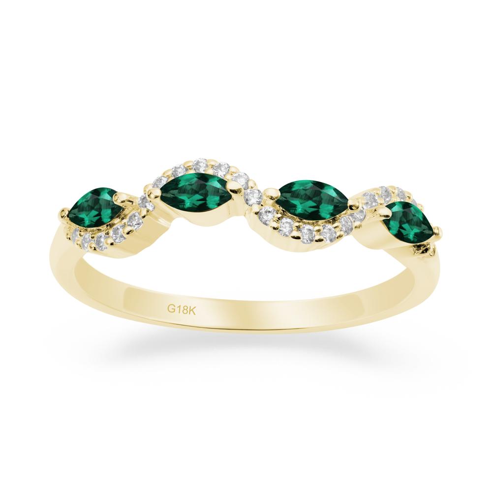 Wavy Emerald Wedding Ring - LUO Jewelry #metal_18k yellow gold