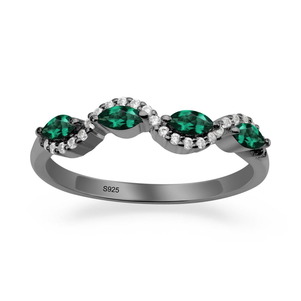 Wavy Emerald Wedding Ring - LUO Jewelry #metal_black finish sterling silver