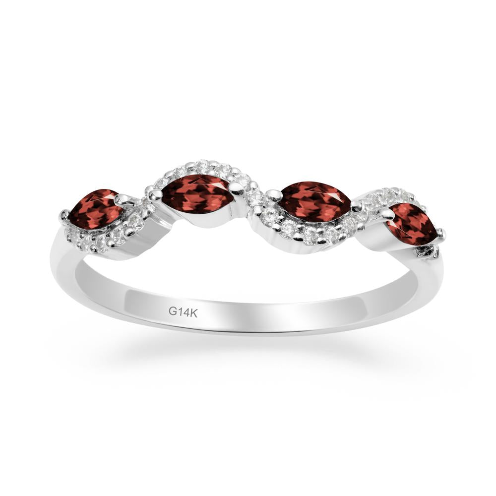 Marquise Cut Garnet Ring - LUO Jewelry #metal_14k white gold