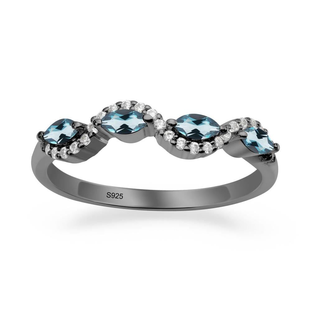 Marquise Cut London Blue Topaz Ring - LUO Jewelry #metal_black finish sterling silver
