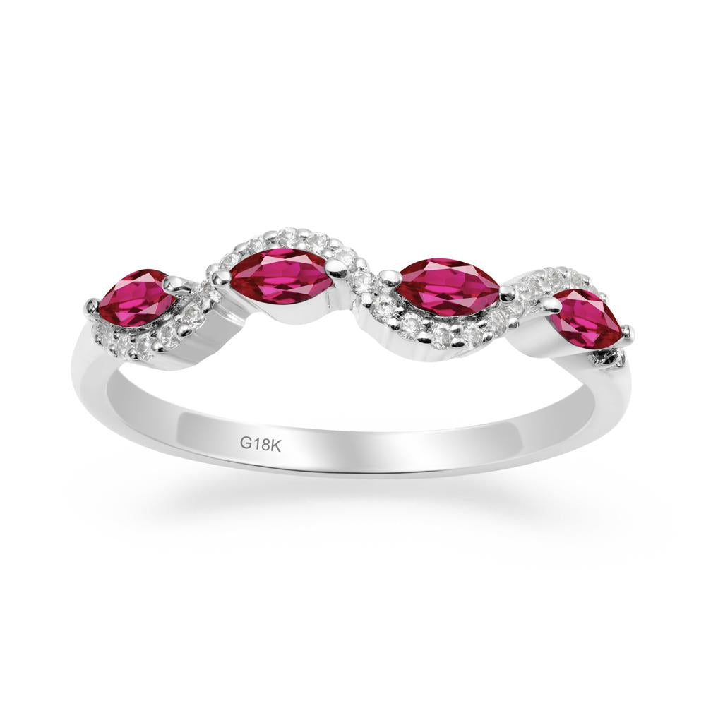 Wavy Ruby Wedding Ring - LUO Jewelry #metal_18k white gold