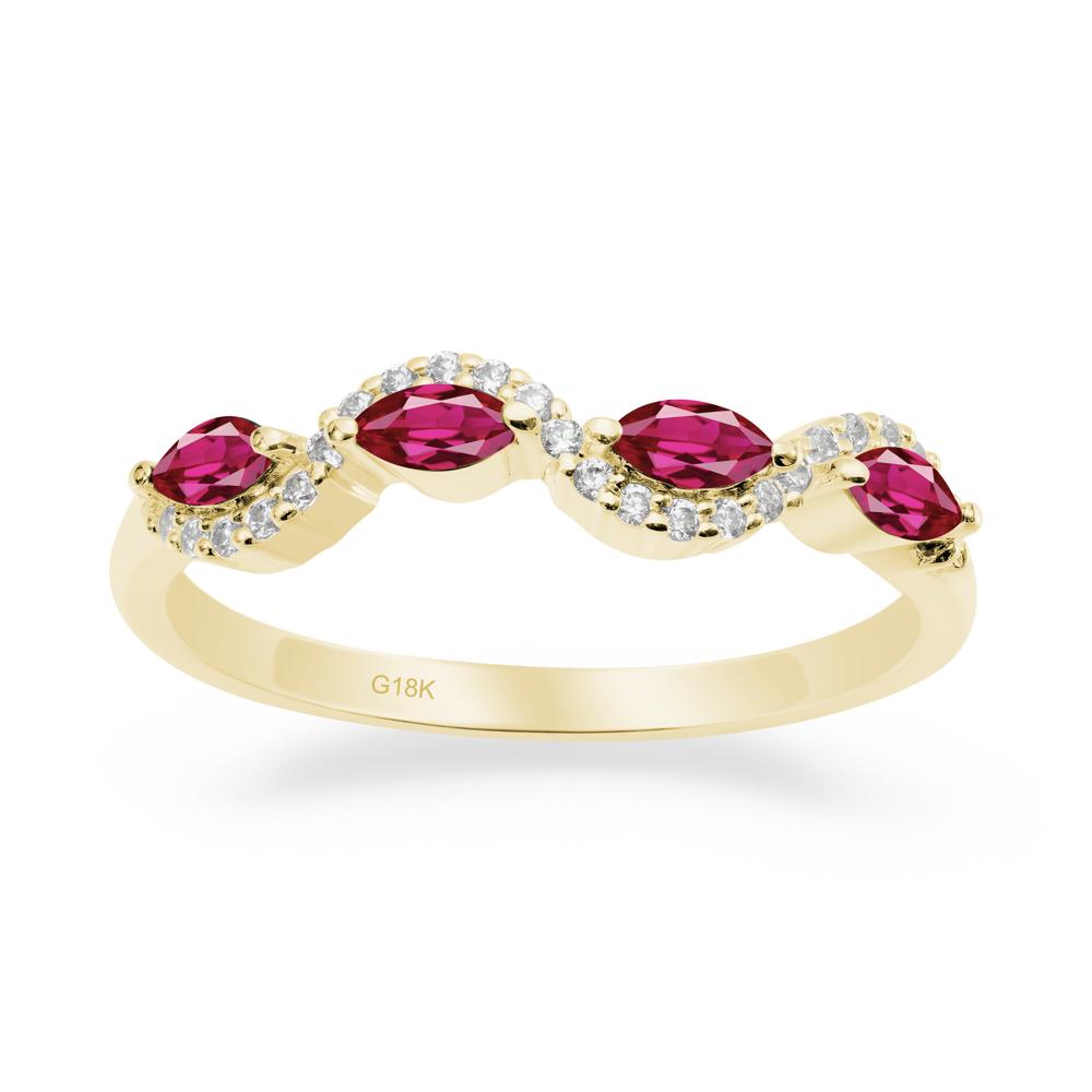 Wavy Ruby Wedding Ring - LUO Jewelry #metal_18k yellow gold