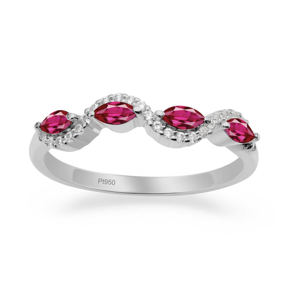 Wavy Ruby Wedding Ring - LUO Jewelry #metal_platinum