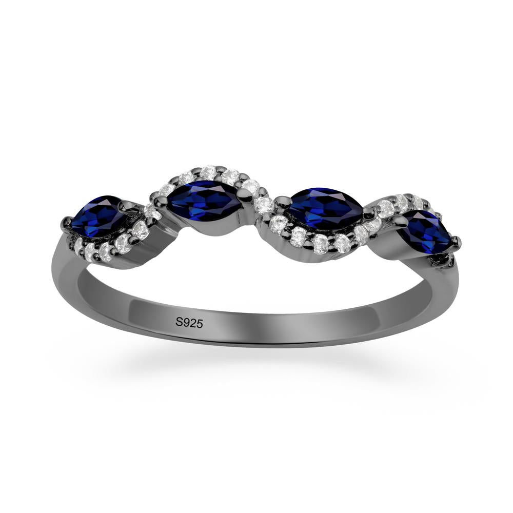 Marquise Cut Sapphire Ring - LUO Jewelry #metal_black finish sterling silver