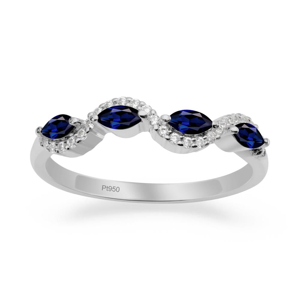 Marquise Cut Sapphire Ring - LUO Jewelry #metal_platinum