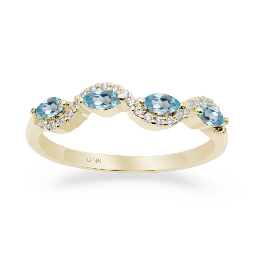 Wavy Swiss Blue Topaz Wedding Ring - LUO Jewelry #metal_14k yellow gold
