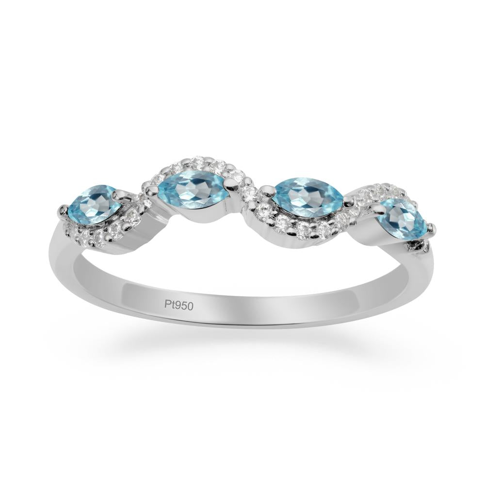 Wavy Swiss Blue Topaz Wedding Ring - LUO Jewelry #metal_platinum