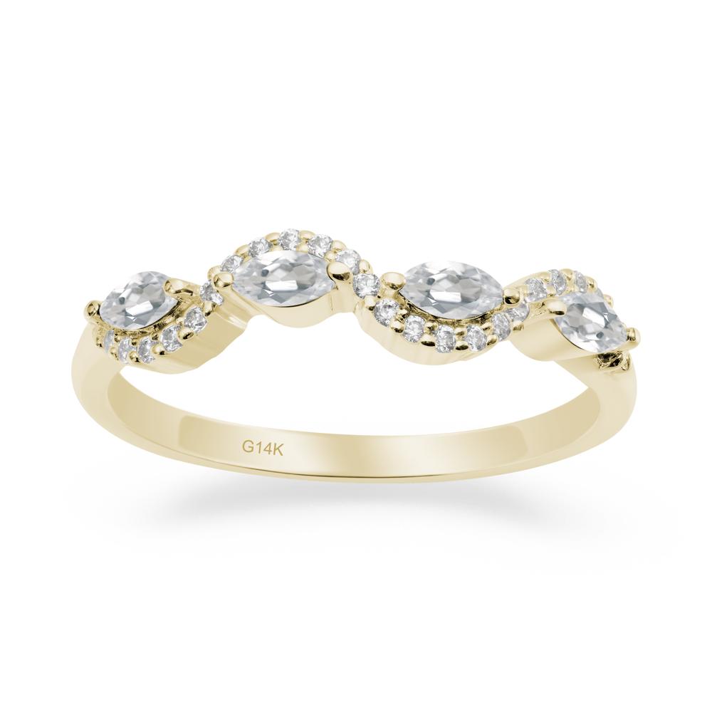Marquise Cut White Topaz Ring - LUO Jewelry #metal_14k yellow gold