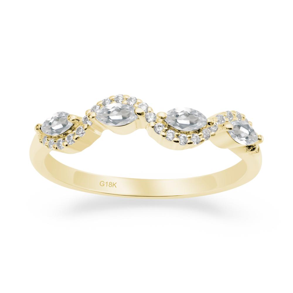 Marquise Cut White Topaz Ring - LUO Jewelry #metal_18k yellow gold