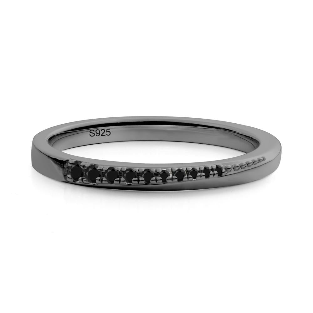 Black Spinel Half-Eternity Band Ring - LUO Jewelry #metal_black finish sterling silver