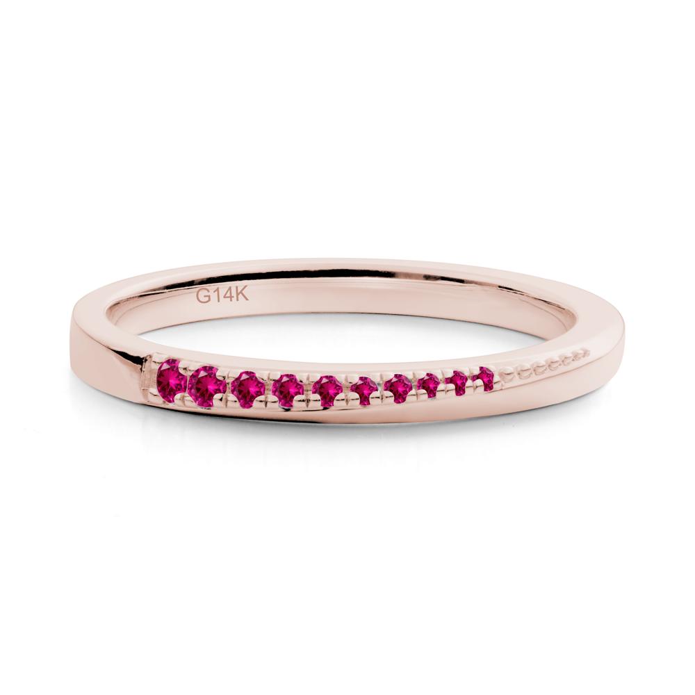 Minimalist Ruby Stackable Wedding Ring - LUO Jewelry #metal_14k rose gold