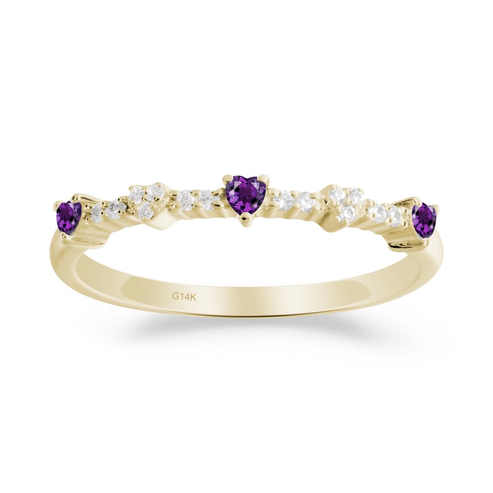 Simple Heart Shaped Amethyst Promise Ring - LUO Jewelry #metal_14k yellow gold