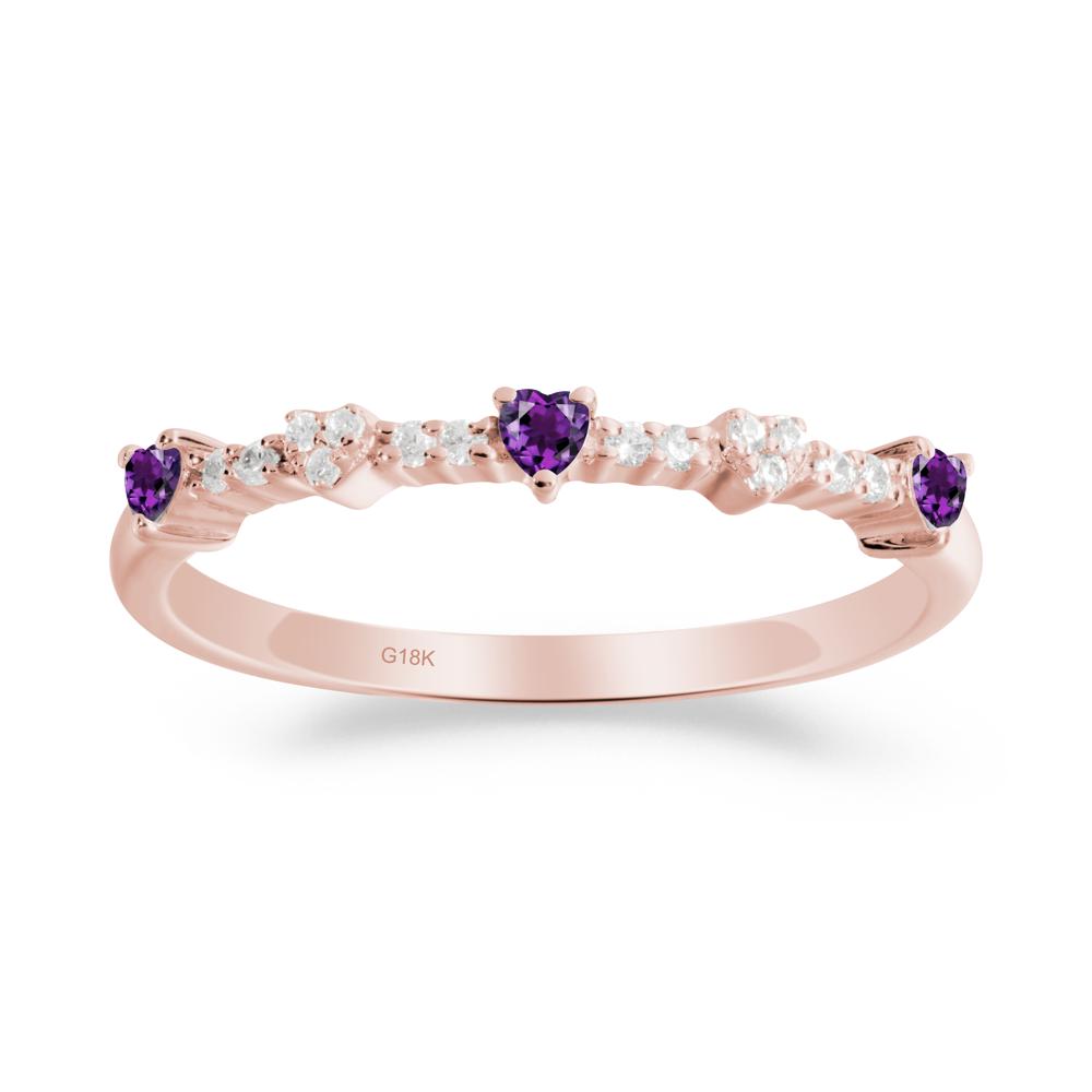 Simple Heart Shaped Amethyst Promise Ring - LUO Jewelry #metal_18k rose gold