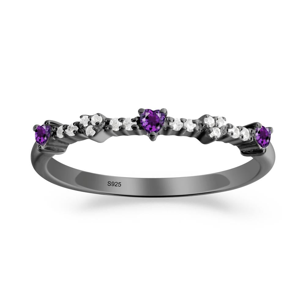 Simple Heart Shaped Amethyst Promise Ring - LUO Jewelry #metal_black finish sterling silver