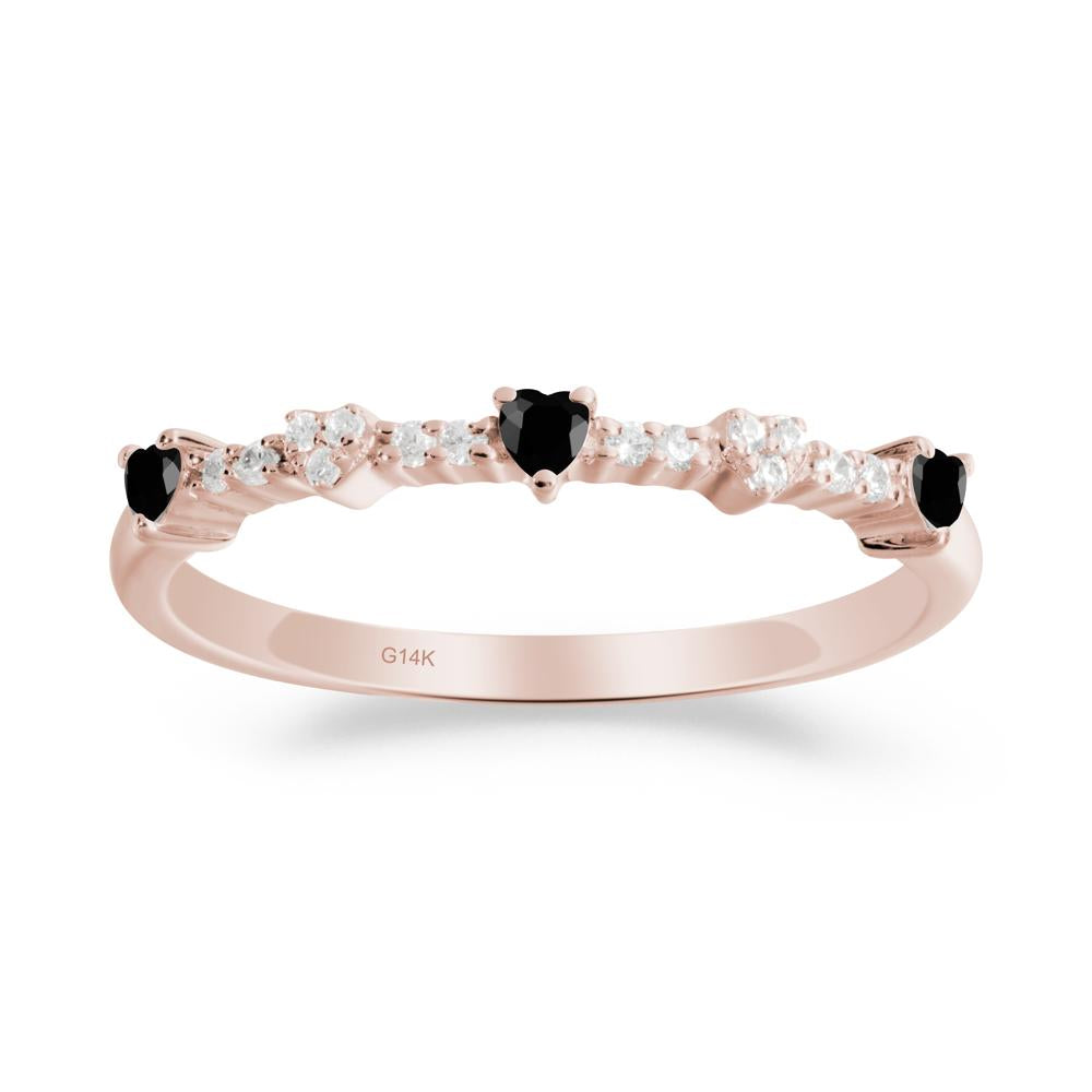 Simple Heart Shaped Black Spinel Promise Ring - LUO Jewelry #metal_14k rose gold