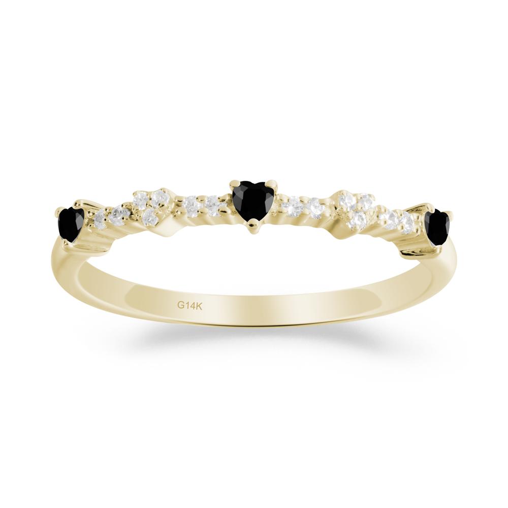 Simple Heart Shaped Black Spinel Promise Ring - LUO Jewelry #metal_14k yellow gold