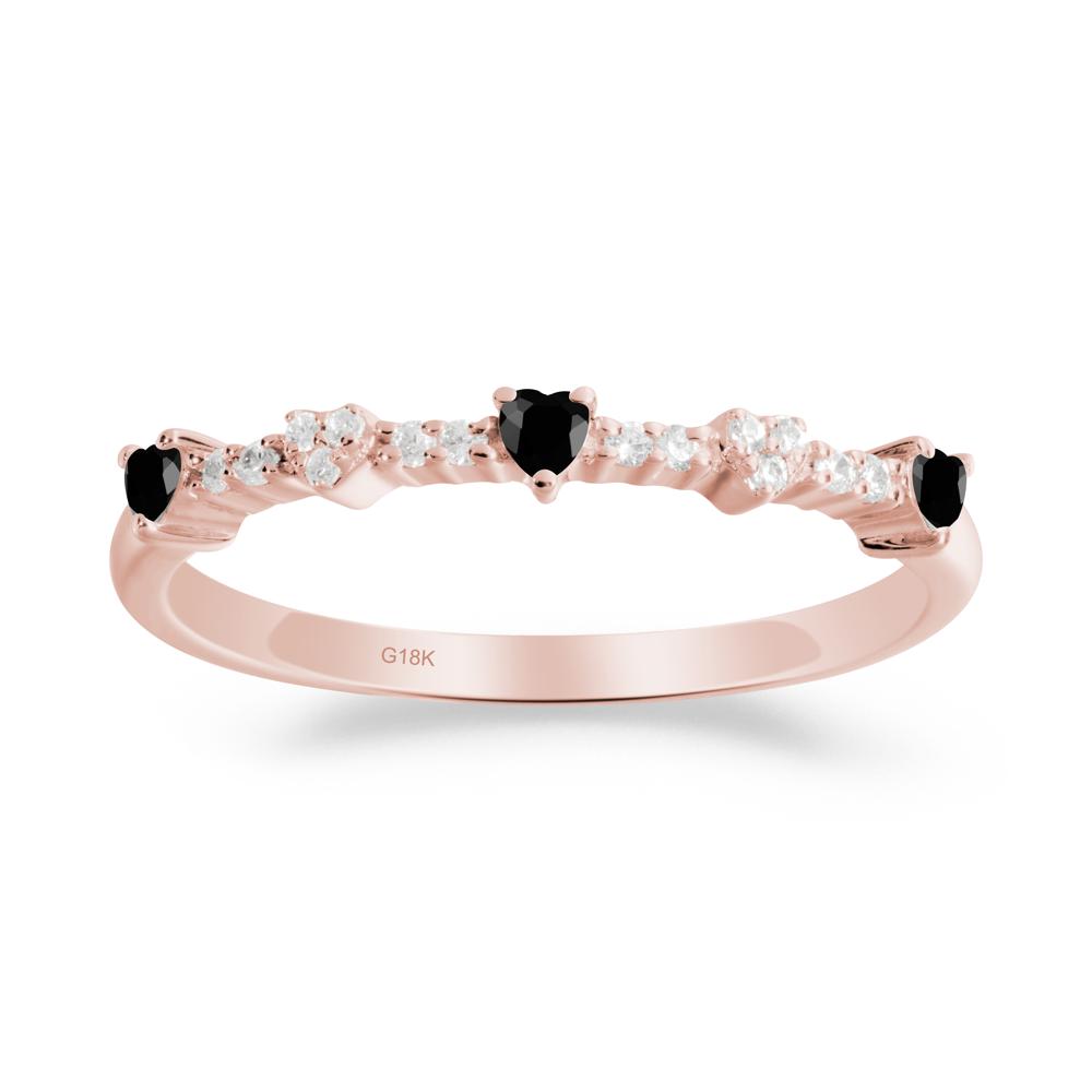 Simple Heart Shaped Black Spinel Promise Ring - LUO Jewelry #metal_18k rose gold