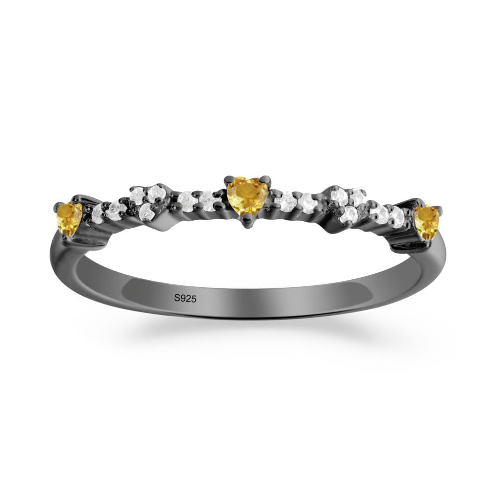 Simple Heart Shaped Citrine Promise Ring - LUO Jewelry #metal_black finish sterling silver