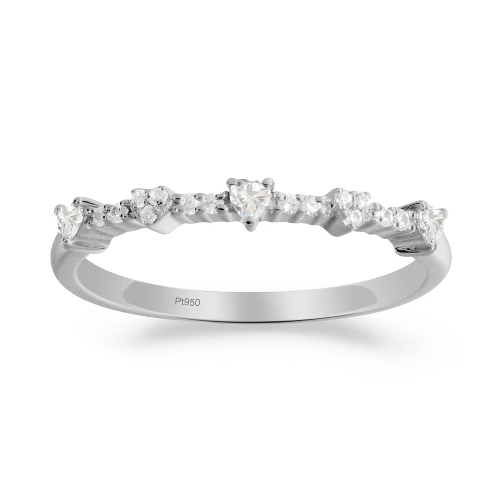 Simple Heart Shaped Cubic Zirconia Promise Ring - LUO Jewelry #metal_platinum