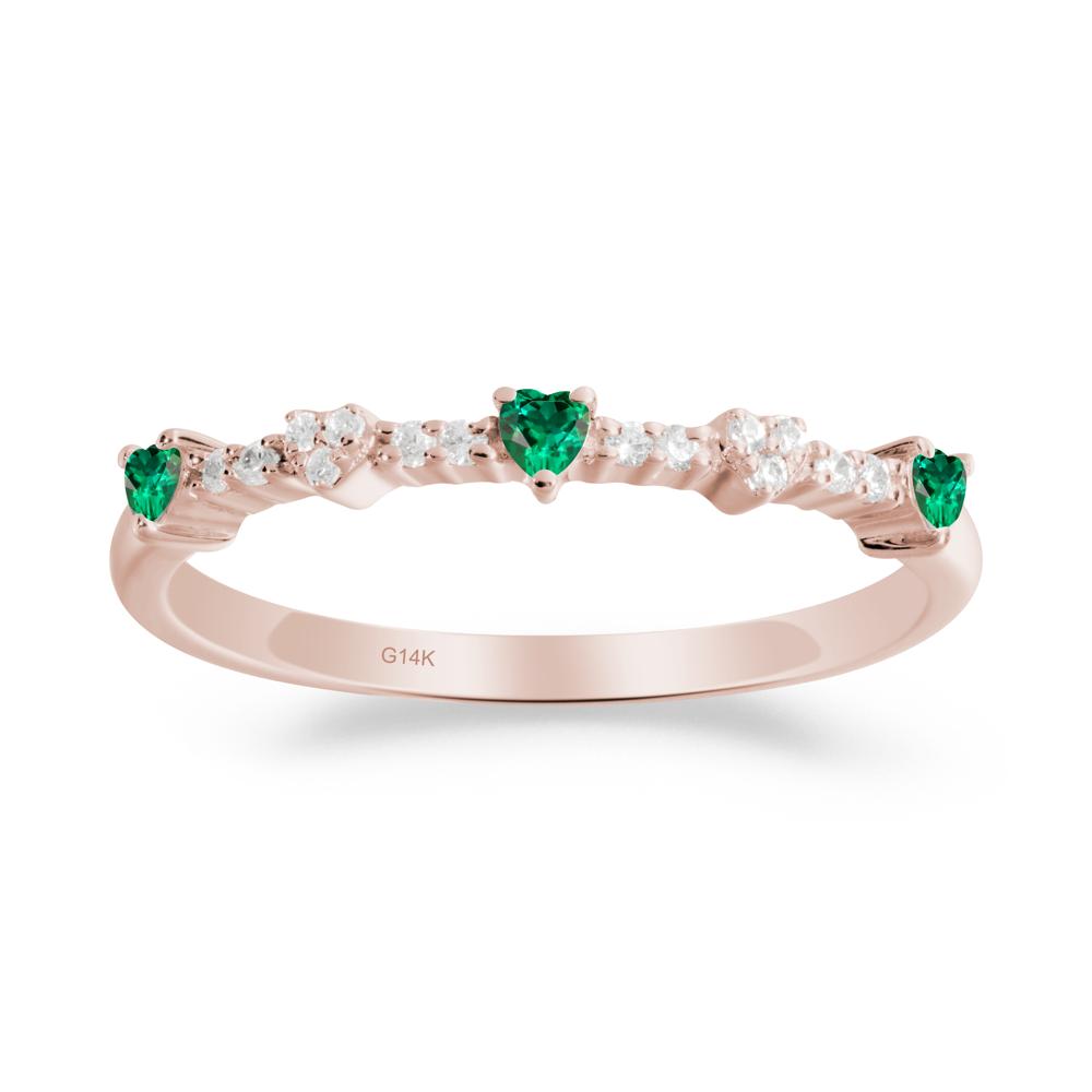 Simple Heart Shaped Emerald Promise Ring - LUO Jewelry #metal_14k rose gold