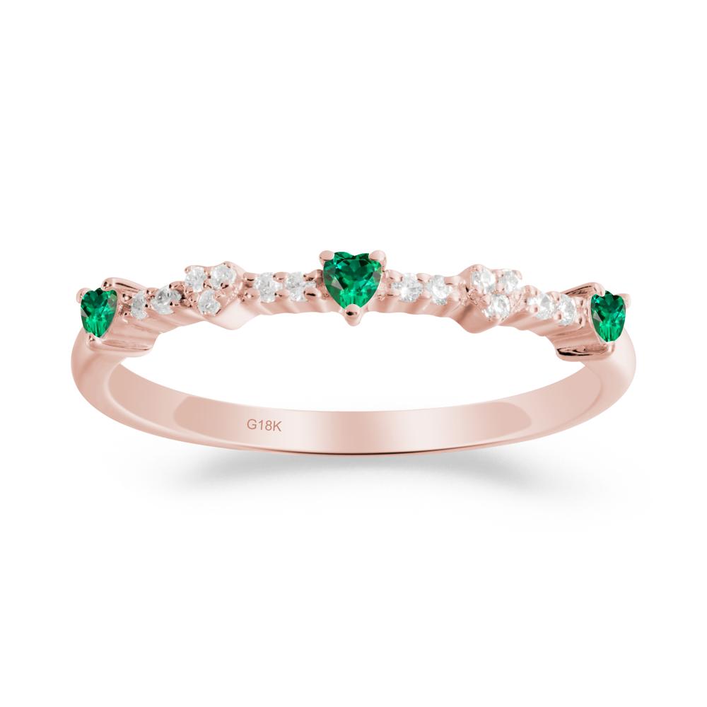 Simple Heart Shaped Emerald Promise Ring - LUO Jewelry #metal_18k rose gold